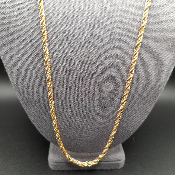 Monet Gold Silver Rope Chain Necklace, Sister Clasp, Gold Plated, 1960s Vintage - Picture 10 of 10